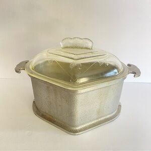 Vintage Guardian Service Hammered Aluminum Triangular Roaster w/Glass Lid